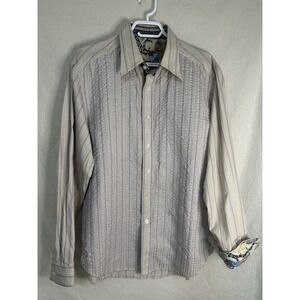 ROBERT GRAHAM Shirt Paisley Flip Cuff Cotton Stretch Classic Fit LARGE